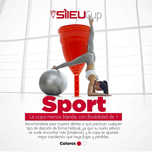 Copa Menstrual Sileu Cup Sport - Copa deportiva perfecta para deportes, pilates, yoga, piscina, baile, gimnasio - Alternativa ecológica y natural a tampones y compresas - Talla L, Morado