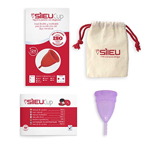 Copa Menstrual Sileu Cup Sport - Copa deportiva perfecta para deportes, pilates, yoga, piscina, baile, gimnasio - Alternativa ecológica y natural a tampones y compresas - Talla L, Morado Copa Menstrual Sileu Cup Sport - Copa deportiva perfecta para deportes, pilates, yoga, piscina, baile, gimnasio - Alternativa ecológica y natural a tampones y compresas - Talla L, Morado