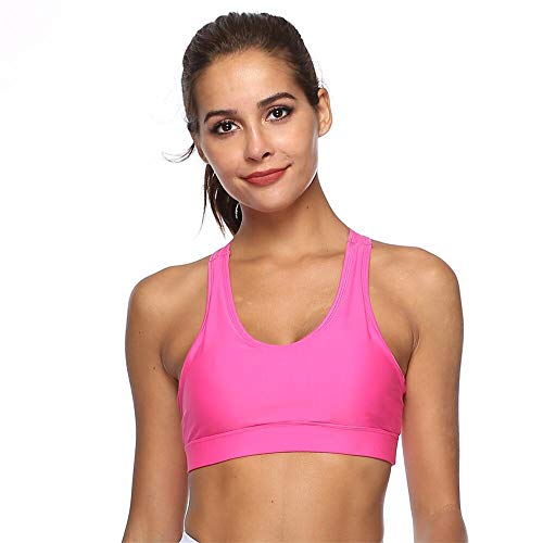 Copper Sujetador Deportivo Femenino con compresión de Bolsillo para teléfono Ropa Interior Push up Top Femenino Gimnasio Fitness Running Yoga BH Sport Bra Yoga Bra,Rosado,L