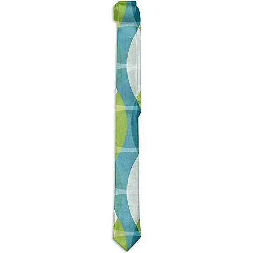 Corbata floral estampada para hombres, formas ovales geométricas curvas verticales elípticas, patrón de tema natural, corbatas para hombres