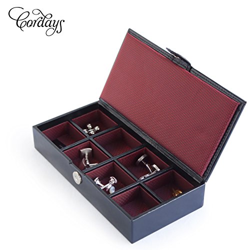 CORDAYS - Estuche en Piel para Gemelos y Anillos - Caja Organizadora Gemelos, Anillos, Accesorios de Joyeria y Bisuteria de Caballero. Negro CDM-00004 CORDAYS - Estuche en Piel para Gemelos y Anillos - Caja Organizadora Gemelos, Anillos, Accesorios de Joyeria y Bisuteria de Caballero. Negro CDM-00004