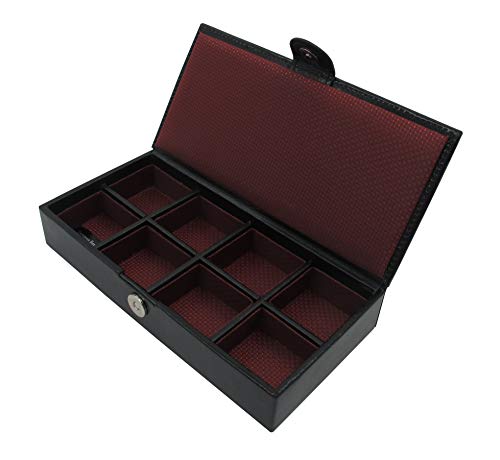 CORDAYS - Estuche en Piel para Gemelos y Anillos - Caja Organizadora Gemelos, Anillos, Accesorios de Joyeria y Bisuteria de Caballero. Negro CDM-00004