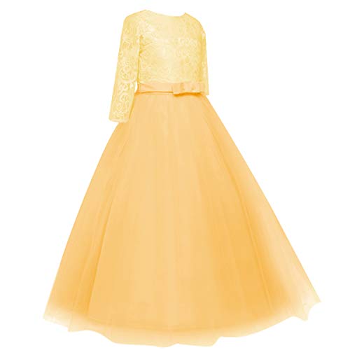 Cordón Boda Vestidos de Princesa Mangas Fiesta Niñas Largos Piano El Rendimiento Escolar Disfraces Vestidos para Niñas de 2 a 14 años Niña Amarillo 13-14 Años Cordón Boda Vestidos de Princesa Mangas Fiesta Niñas Largos Piano El Rendimiento Escolar Disfraces Vestidos para Niñas de 2 a 14 años Niña Amarillo 13-14 Años