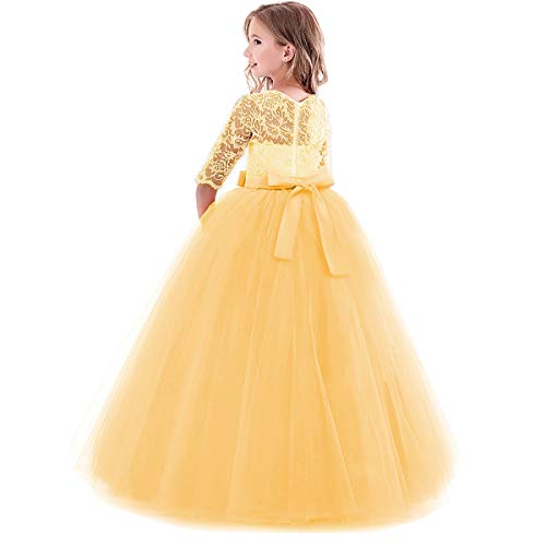 Cordón Boda Vestidos de Princesa Mangas Fiesta Niñas Largos Piano El Rendimiento Escolar Disfraces Vestidos para Niñas de 2 a 14 años Niña Amarillo 13-14 Años Cordón Boda Vestidos de Princesa Mangas Fiesta Niñas Largos Piano El Rendimiento Escolar Disfraces Vestidos para Niñas de 2 a 14 años Niña Amarillo 13-14 Años
