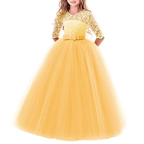 Cordón Boda Vestidos de Princesa Mangas Fiesta Niñas Largos Piano El Rendimiento Escolar Disfraces Vestidos para Niñas de 2 a 14 años Niña Amarillo 13-14 Años Cordón Boda Vestidos de Princesa Mangas Fiesta Niñas Largos Piano El Rendimiento Escolar Disfraces Vestidos para Niñas de 2 a 14 años Niña Amarillo 13-14 Años