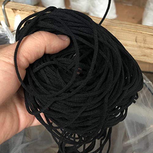 Cordon Elastico Costura Redondo Cuerda Cinta de Goma Correa de Oreja DIY para Máscaras Accesorios de Artesanía de Ropa de Bricolaje Máscara de banda elástica de 2 mm Negra (10 m)