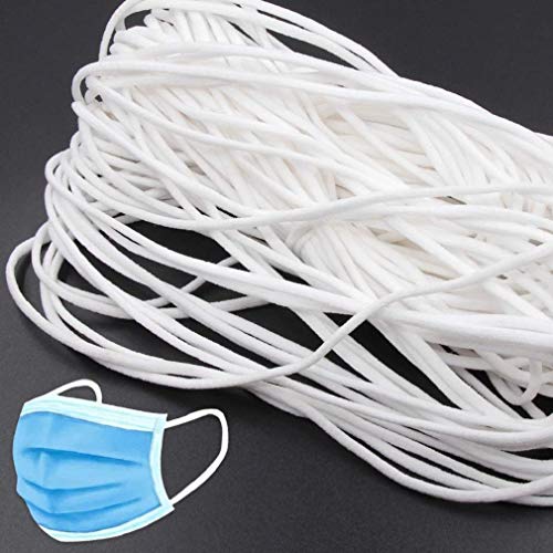 Cordon Elastico Costura Redondo Cuerda Cinta de Goma Correa de Oreja DIY para Máscaras Accesorios de Artesanía de Ropa de Bricolaje Máscara de banda elástica de 2 mm Blanca (100 m)