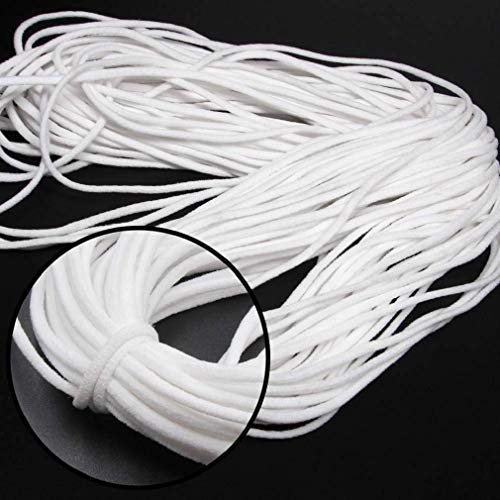 Cordon Elastico Costura Redondo Cuerda Cinta de Goma Correa de Oreja DIY para Máscaras Accesorios de Artesanía de Ropa de Bricolaje Máscara de banda elástica de 2 mm Blanca (100 m)