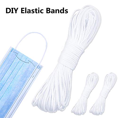 Cordón elástico redondo de 3 mm, bandas elásticas, correa de cuerda elástica, banda de gancho para la oreja, para costura artesanal con 100 metros-blanco