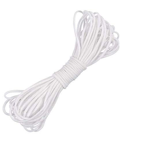 Cordón elástico redondo de 3 mm, bandas elásticas, correa de cuerda elástica, banda de gancho para la oreja, para costura artesanal con 100 metros-blanco