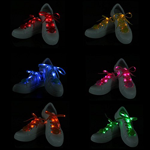 Cordones LED de 6 pares, de alta visibilidad, suave nailon, con 3 modos en 6 colores para seguridad nocturna, correr, ciclismo, o fiesta de discoteca, Cosplay, baile de hip-hop