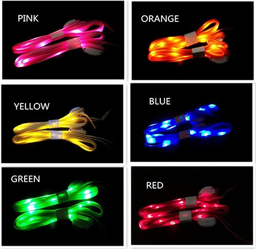 Cordones LED de 6 pares, de alta visibilidad, suave nailon, con 3 modos en 6 colores para seguridad nocturna, correr, ciclismo, o fiesta de discoteca, Cosplay, baile de hip-hop