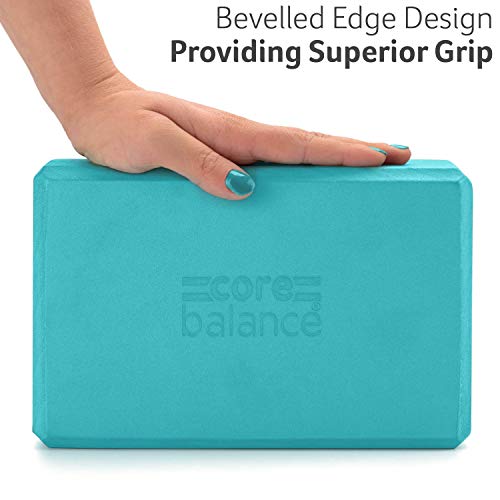 CORE BALANCE Set Bloque Espuma Yoga con Correa - Ladrillo Soporte De Yoga Pilates. Alta Densidad, Resistente, Firme, Ligero - Correa Algodón con Hebilla D Gratis, 5 Colores