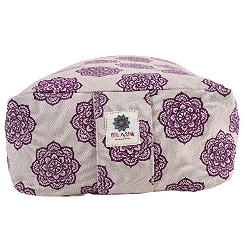 COREASANA Cojín rectangular de yoga con estampado de mandala, relleno con casco de trigo sarraceno, cojín zafu de meditación COREASANA Cojín rectangular de yoga con estampado de mandala, relleno con casco de trigo sarraceno, cojín zafu de meditación