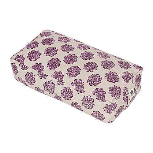 COREASANA Cojín rectangular de yoga con estampado de mandala, relleno con casco de trigo sarraceno, cojín zafu de meditación