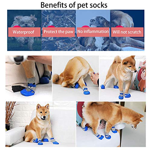 Coriver Paquete de 2 Calcetines Antideslizantes para Perros, Zapatos Impermeables para Mascotas, Botas, Protector de pies para Perros y Gatos con Correas, Control de tracción para Perros medianos Coriver Paquete de 2 Calcetines Antideslizantes para Perros, Zapatos Impermeables para Mascotas, Botas, Protector de pies para Perros y Gatos con Correas, Control de tracción para Perros medianos