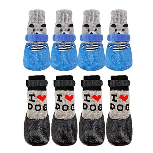 Coriver Paquete de 2 Calcetines Antideslizantes para Perros, Zapatos Impermeables para Mascotas, Botas, Protector de pies para Perros y Gatos con Correas, Control de tracción para Perros medianos Coriver Paquete de 2 Calcetines Antideslizantes para Perros, Zapatos Impermeables para Mascotas, Botas, Protector de pies para Perros y Gatos con Correas, Control de tracción para Perros medianos