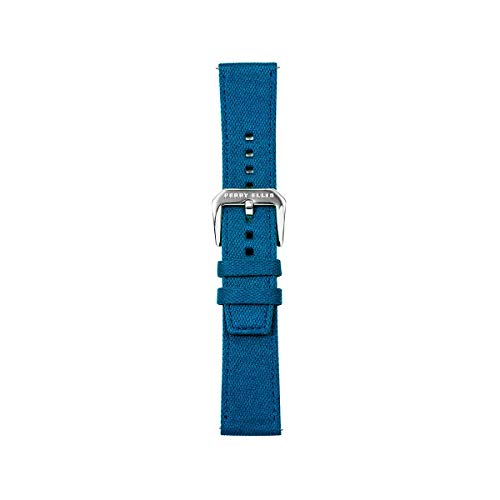 Correa de reloj Perry Ellis de liberación rápida correa de repuesto de 24 mm de tela de tela de mezclilla con correas de reloj de cuero Genius para hombres y mujeres niños smartwatch - azul -