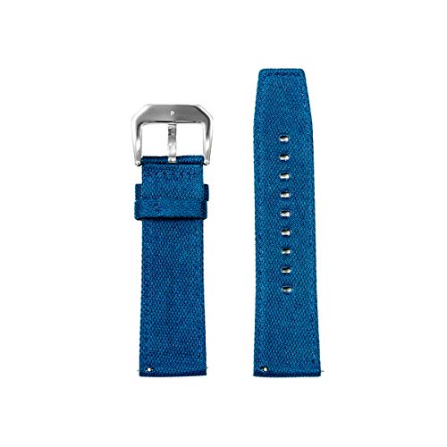 Correa de reloj Perry Ellis de liberación rápida correa de repuesto de 24 mm de tela de tela de mezclilla con correas de reloj de cuero Genius para hombres y mujeres niños smartwatch - azul -