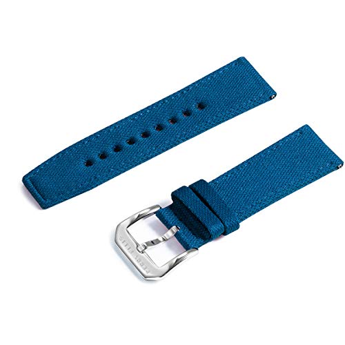 Correa de reloj Perry Ellis de liberación rápida correa de repuesto de 24 mm de tela de tela de mezclilla con correas de reloj de cuero Genius para hombres y mujeres niños smartwatch - azul -