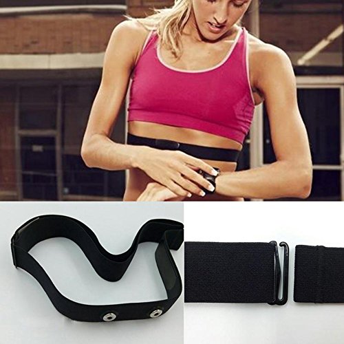 Correa elástica ajustable para el pecho para medir el ritmo cardíaco para equipos Garmin Wahoo Polar, color CooSpo Original HRM Belt Black