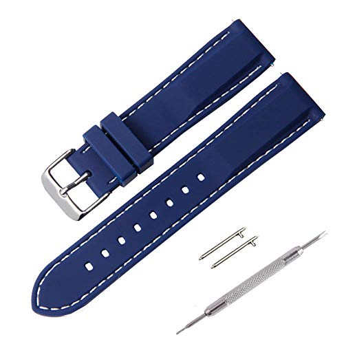 Correa Reloj, Fmway Repuesto de Correa Reloj de Silicona para Hombre y Mujer, 18mm, 20mm, 22mm, 24mm Silicona Correa Reloj con Hebilla de Acero Inoxidable Cepillado (20mm, Azul Oscuro) Correa Reloj, Fmway Repuesto de Correa Reloj de Silicona para Hombre y Mujer, 18mm, 20mm, 22mm, 24mm Silicona Correa Reloj con Hebilla de Acero Inoxidable Cepillado (20mm, Azul Oscuro)