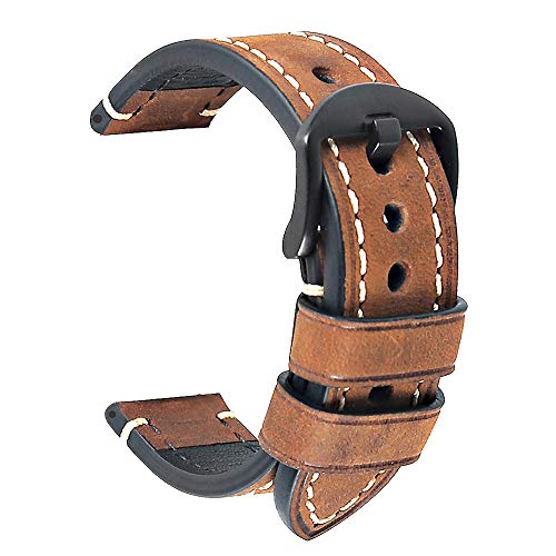 Correa Reloj Hebilla Negra Cuero Correa Piel Correas para Relojes Crazy Horse Pulsera los Hombres Reemplazo Clásico de la Vendimia Panerai Aplicable Todo Tipo Deportivo 24mm Marrón Correa Reloj Hebilla Negra Cuero Correa Piel Correas para Relojes Crazy Horse Pulsera los Hombres Reemplazo Clásico de la Vendimia Panerai Aplicable Todo Tipo Deportivo 24mm Marrón