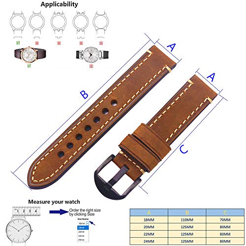 Correa Reloj Hebilla Negra Cuero Correa Piel Correas para Relojes Crazy Horse Pulsera los Hombres Reemplazo Clásico de la Vendimia Panerai Aplicable Todo Tipo Deportivo 24mm Marrón Correa Reloj Hebilla Negra Cuero Correa Piel Correas para Relojes Crazy Horse Pulsera los Hombres Reemplazo Clásico de la Vendimia Panerai Aplicable Todo Tipo Deportivo 24mm Marrón