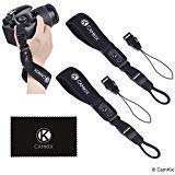 Correas de muñeca para DSLR y cámaras compactas – Paquete de 2 – Extra Fuerte y Durable – Cómoda Pulsera de Neopreno – Ajustable – Pinza de liberación rápida – Correas adicionales y paño de Limpieza