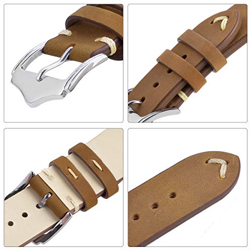 Correas de Reloj de Cuero de 18 mm, Cada Correas de Reloj de Piel de Becerro de Crazy Horse Hombres Mujeres Correas de Reloj Tan Correas de Reloj de Cuero de 18 mm, Cada Correas de Reloj de Piel de Becerro de Crazy Horse Hombres Mujeres Correas de Reloj Tan