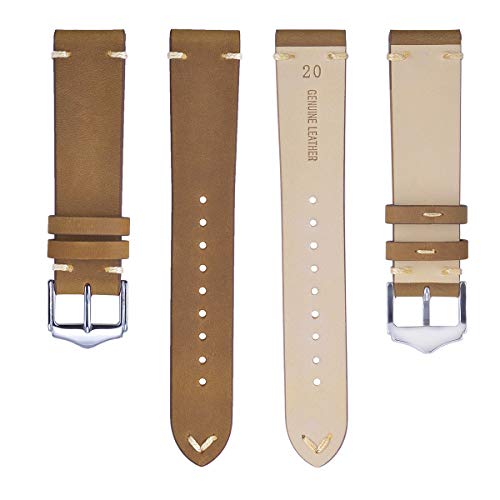 Correas de Reloj de Cuero de 18 mm, Cada Correas de Reloj de Piel de Becerro de Crazy Horse Hombres Mujeres Correas de Reloj Tan Correas de Reloj de Cuero de 18 mm, Cada Correas de Reloj de Piel de Becerro de Crazy Horse Hombres Mujeres Correas de Reloj Tan