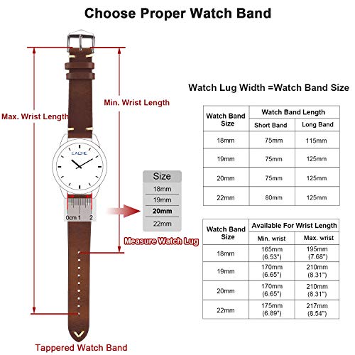 Correas de Reloj de Cuero de 18 mm, Cada Correas de Reloj de Piel de Becerro de Crazy Horse Hombres Mujeres Correas de Reloj Tan Correas de Reloj de Cuero de 18 mm, Cada Correas de Reloj de Piel de Becerro de Crazy Horse Hombres Mujeres Correas de Reloj Tan