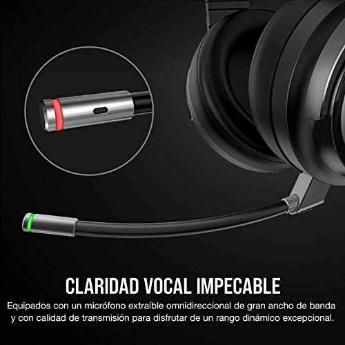 Corsair Virtuoso RGB Wireless SE - Auriculares Alta Fidelidad Gaming (Sonido Envolvente 7.1, Micrófono Omnidireccional, para PC y PS4) Over Ear, Negro