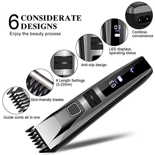 Cortapelos Impermeable con Peine-guía Todo en 1 Cortadora de Pelo con Pantalla LED Maquina Cortar Pelo Profesional Batería Recargable Cortapelos Impermeable con Peine-guía Todo en 1 Cortadora de Pelo con Pantalla LED Maquina Cortar Pelo Profesional Batería Recargable
