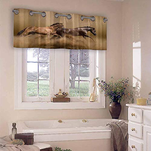 Cortina de cocina YUAZHOQI con cenefa de caballo salvaje y corriendo de 132 x 45 cm, decoración cenefa para cocina, sala de estar o dormitorio Cortina de cocina YUAZHOQI con cenefa de caballo salvaje y corriendo de 132 x 45 cm, decoración cenefa para cocina, sala de estar o dormitorio