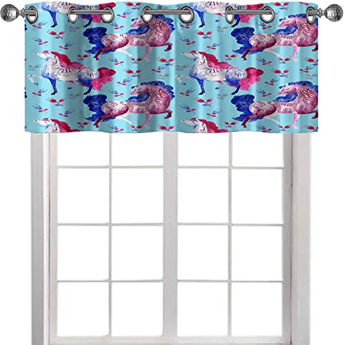 Cortina de cocina YUAZHOQI con patrón de caballo de acuarela de 106,7 x 45,7 cm, decoración cenefa para cocina/sala de estar/dormitorio Cortina de cocina YUAZHOQI con patrón de caballo de acuarela de 106,7 x 45,7 cm, decoración cenefa para cocina/sala de estar/dormitorio