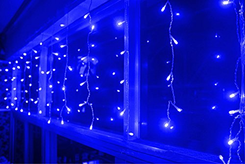 Cortina de Luces, Luz Cadena, Luz de Cortina, LED Guirnaldas luminosas, Cadena De Luces,216 LED 5M Luces LED, 8 Modos de Luz Perfecto para Decoración de Navidad, Fiestas, Casa, Jardín, Azul