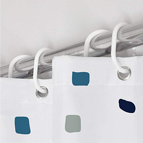 Cortinas de Ducha, para baño, bañera, Impermeable, Resistente al Moho, Anti Moho y Impermeables 180 x 180 cm (71 x 71 Pulgada) | 100% Polyester - diseño de Mosaico, Azul