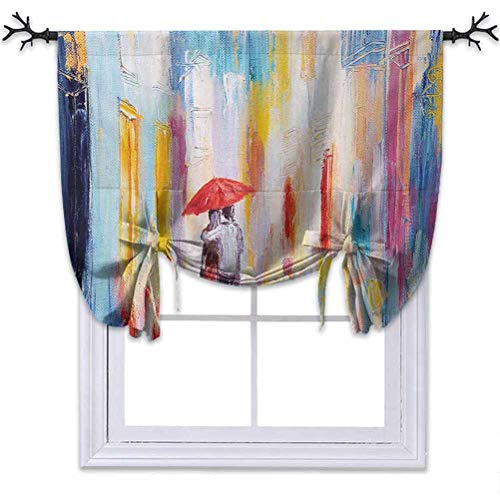 Cortinas opacas con diseño de pareja de San Valentín en una calle y día lluvioso, romántico, 46 x 63 cm de ancho x 63 cm de largo para tratamiento de ventana, para café/cocina, multicolor