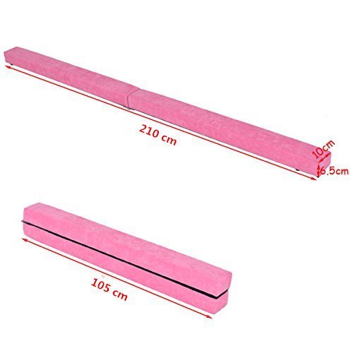 COSTWAY Barra de Equilibrio Gimnasia Entrenamiento Balance Beam Plegable 210 x 10 x 6.5 CM (Color Rosa)