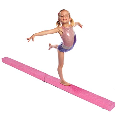 COSTWAY Barra de Equilibrio Gimnasia Entrenamiento Balance Beam Plegable 210 x 10 x 6.5 CM (Color Rosa)