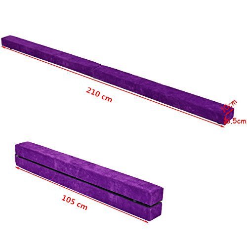 COSTWAY Barra de Equilibrio Gimnasia Entrenamiento Balance Beam Plegable 210 x 10 x 6.5 CM (Púrpura)