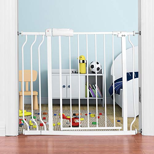 COSTWAY Barrera de Seguridad Extensible de 74-98cm de Metal para Puerta Escalera Valla Protección para Bebé Perro Mascotas