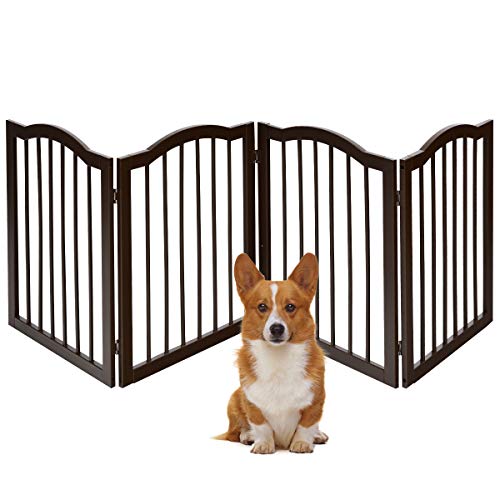 COSTWAY Barrera de Seguridad Plegable para Perros Valla Protección de Madera para Habitación Puerta Escalera Chimenea (204 x 61 x 2 cm)
