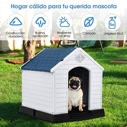 COSTWAY Casa para Perros de Plástico para Jardín Interior y Exterior Caseta para Perro con Suelo Elevado (S) COSTWAY Casa para Perros de Plástico para Jardín Interior y Exterior Caseta para Perro con Suelo Elevado (S)