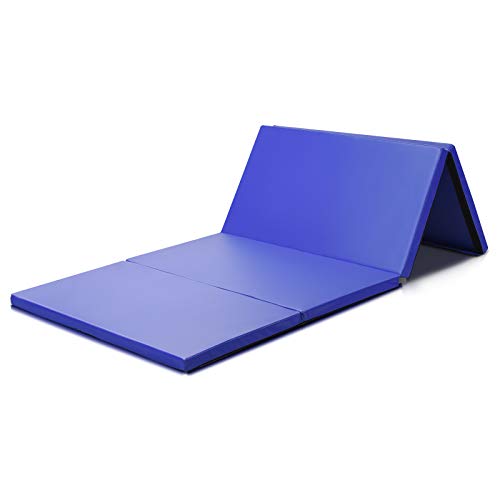 COSTWAY Colchoneta de Gimnasia Plegable Portátil 240 x 120 x 5 Estera Suave de Yoga Entrenamiento Fitness Color Azul