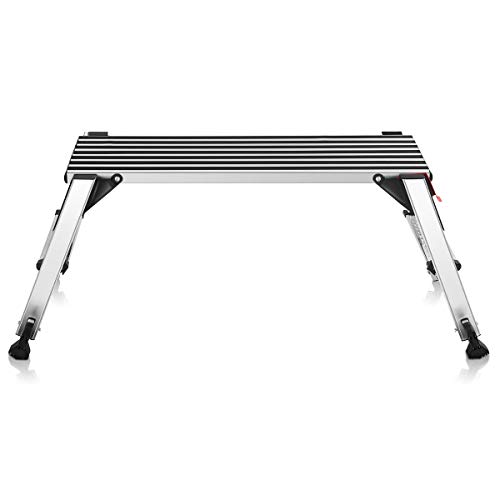 COSTWAY Plataforma de Trabajo Multiusos de Aluminio Carga hasta 150KG Escalera Plegable para Hogar Oficina Taller COSTWAY Plataforma de Trabajo Multiusos de Aluminio Carga hasta 150KG Escalera Plegable para Hogar Oficina Taller