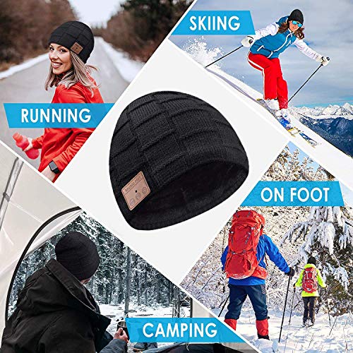 COTOP Gorro de Bluetooth, Musical Beanie Hombre Mujer Bluetooth Tejido Bluetooth 5.0 Gorro de Invierno con Auricular estéreo y micrófono Manos Libres (Negro) COTOP Gorro de Bluetooth, Musical Beanie Hombre Mujer Bluetooth Tejido Bluetooth 5.0 Gorro de Invierno con Auricular estéreo y micrófono Manos Libres (Negro)
