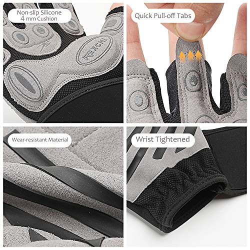 COTOP Guantes de Gimnasia, Guantes Transpirables con protección Completa para la muñeca y la Palma, Guantes de Medio Dedo Resistentes al Desgaste para Hombres y Mujeres (Gris, M)