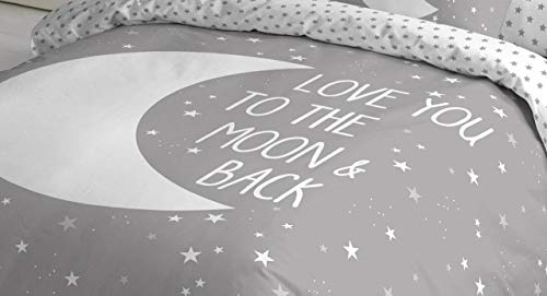 COTTON ARTean Funda Nordica Reversible Moon Grey Cama de 90 ALGODÓN 100% COTTON ARTean Funda Nordica Reversible Moon Grey Cama de 90 ALGODÓN 100%